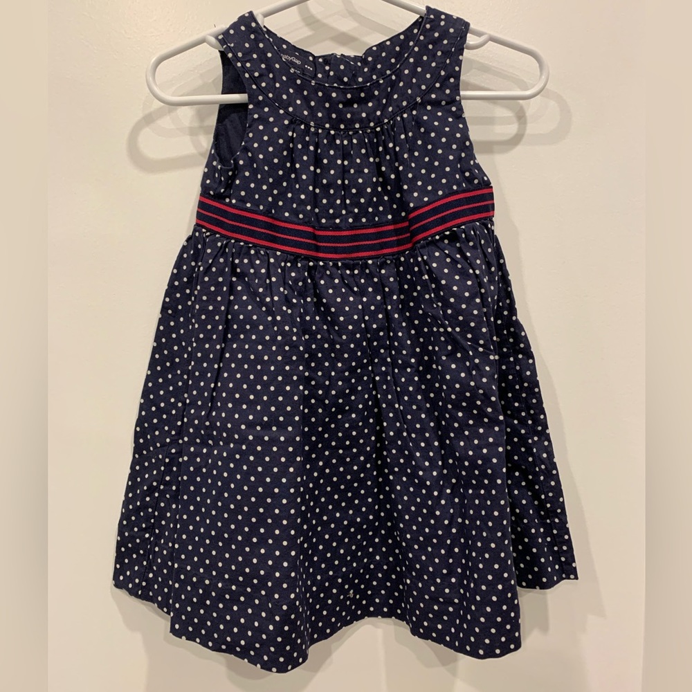 Navy blue polka dot baby GAP dress, Sz 18-24mos